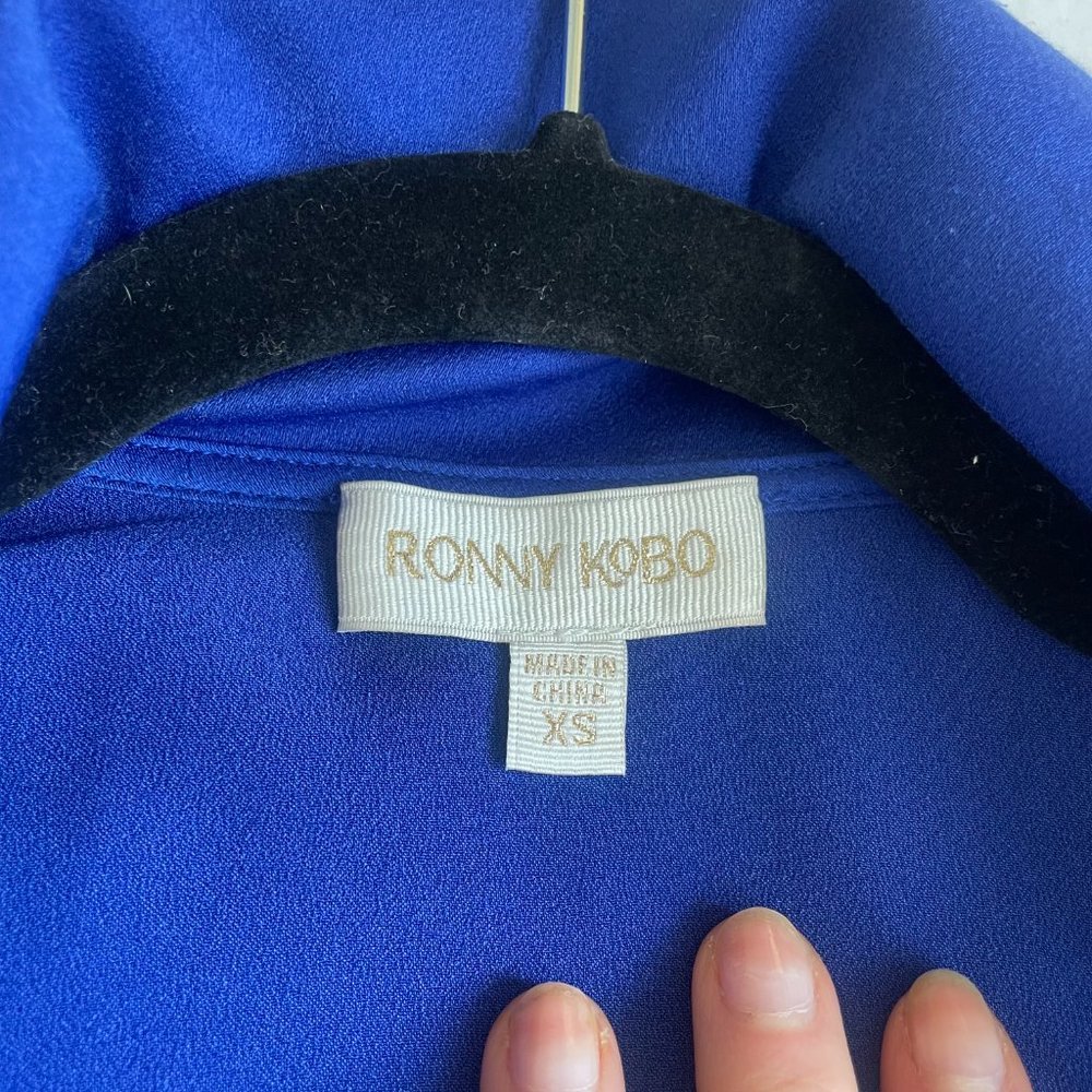 Ronny Kobo Ranell Wrap Dress Size XS, Royal Blue, Midi - Picture 6 of 9